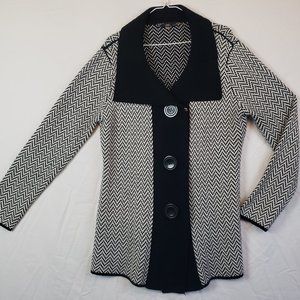 Sioni Womans Black/white button/snap wool blend coat Size XL